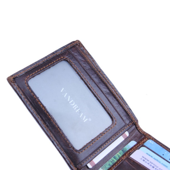 Dragon Engraved Genuine Leather Bifold Mens Wallet - Picture 2 of 8